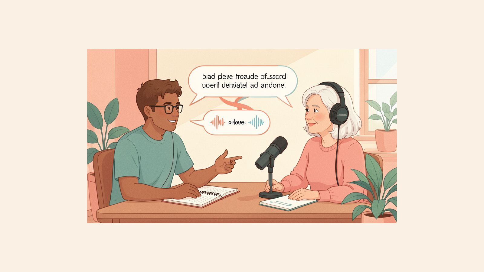 Adult language learners using a listen, repeat, and adapt speaking exercise